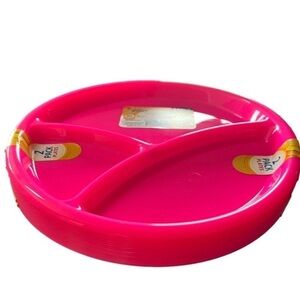 Set of 14 Pink Divided Plastic Plates